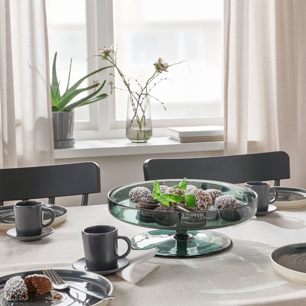 OMBONAD Plat, verre gris, 29 cm