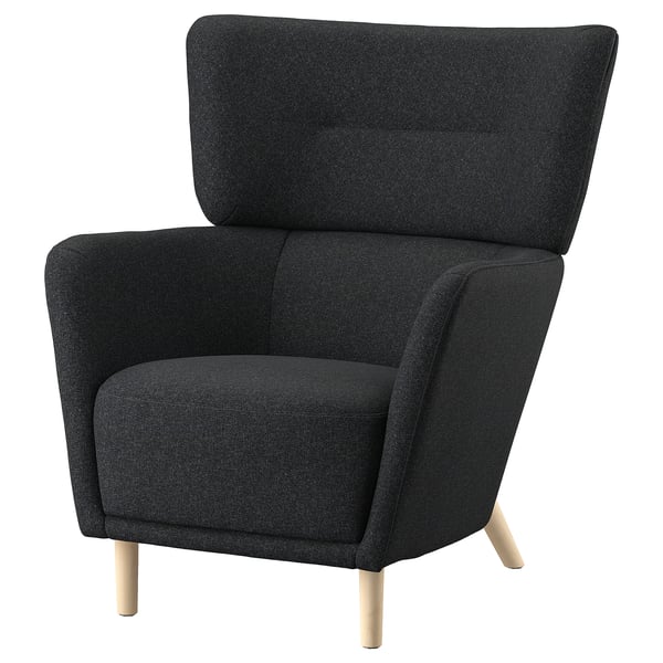 OSKARSHAMN Fauteuil à oreilles, Gunnared noir-gris