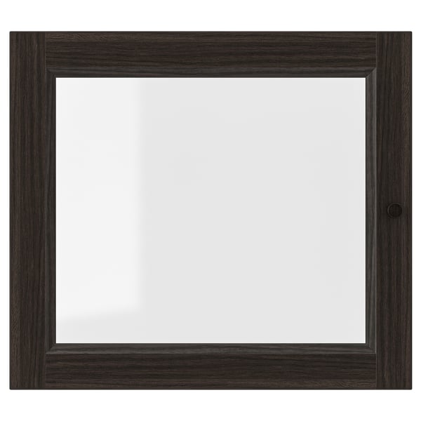 OXBERG Porte vitrée, brun foncé motif chêne, 40x35 cm