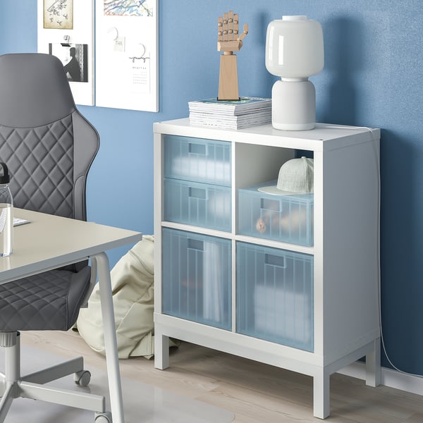 PANSARTAX Boîte de rangement avec couvercle, incolore bleu gris, 33x33x16.5 cm
