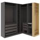 PAX Armoire d'angle, gris foncé gris foncé/motif chêne, 210/180x236 cm