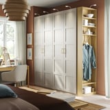 PAX / BERGSBO Combinaison armoire, gris-beige gris-beige/motif chêne, 220x60x236 cm