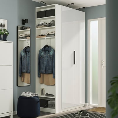 PAX / FARDAL Combinaison armoire, blanc blanc brillant/blanc, 120x60x236 cm