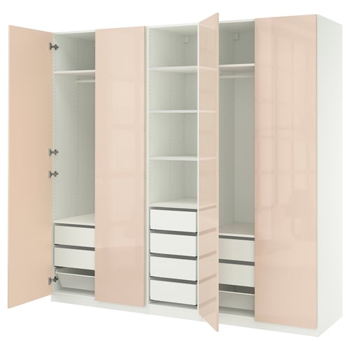 PAX / FARDAL Combinaison armoire, blanc/brillant orange clair, 250x60x236 cm