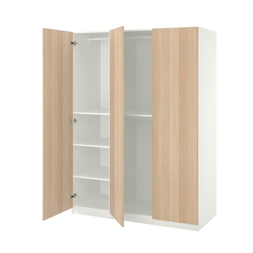 PAX / FORSAND Combinaison armoire, blanc/effet chêne blanchi, 150x60x201 cm
