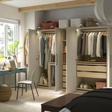 PAX / FORSAND Combinaison armoire, gris-beige/effet chêne blanchi gris-beige, 250x60x201 cm