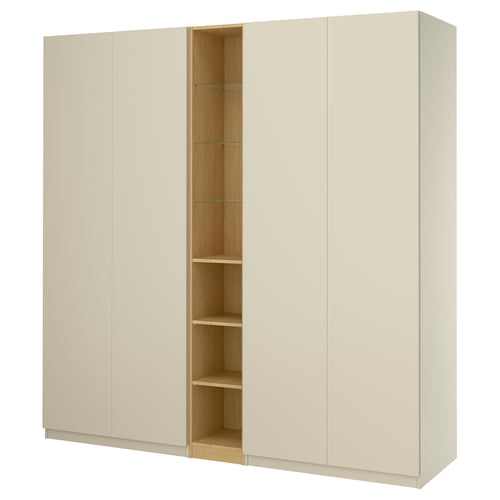 PAX / FORSAND Combinaison armoire, gris-beige gris-beige/motif chêne, 235x60x236 cm