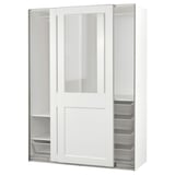 PAX / GRIMO Armoire pte coul, blanc/verre transparent blanc, 150x66x201 cm