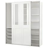 PAX / GRIMO Armoire pte coul, blanc/verre transparent blanc, 200x66x236 cm