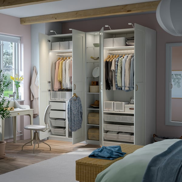 PAX / GRIMO Combinaison armoire, blanc blanc/blanc, 235x60x236 cm