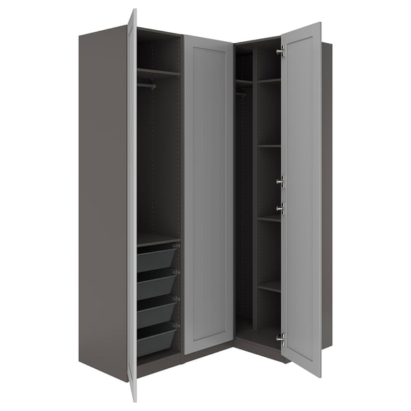PAX / GULLABERG Armoire d'angle, gris foncé/gris, 161/111x236 cm