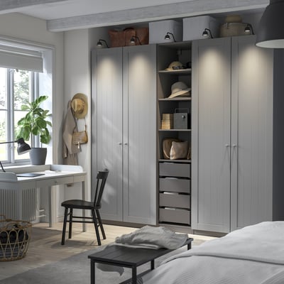 PAX / GULLABERG Combinaison armoire, gris foncé/gris, 250x60x236 cm