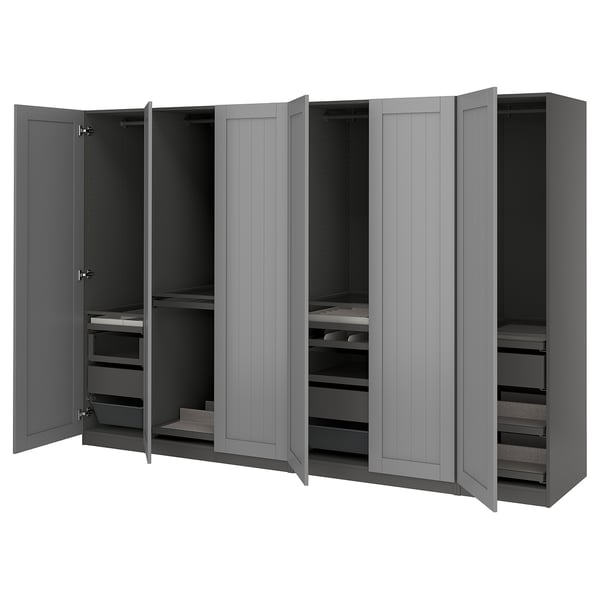 PAX / GULLABERG Combinaison armoire, gris foncé/gris, 300x60x201 cm