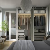 PAX / LINNABERG/ÅHEIM Combinaison armoire, blanc à motifs/miroir, 200x66x236 cm