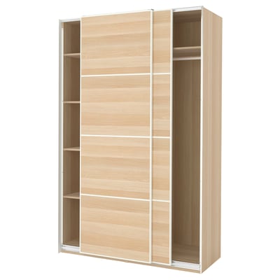 PAX / MEHAMN Armoire-penderie, effet chêne blanchi/double face effet chêne blanchi, 150x66x236 cm