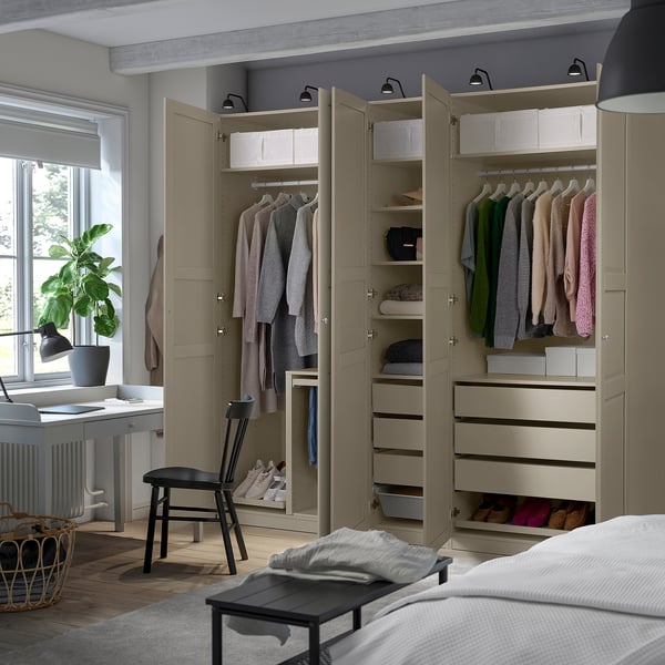 PAX / TYSSEDAL Combinaison armoire, gris-beige/gris-beige, 250x58x236 cm