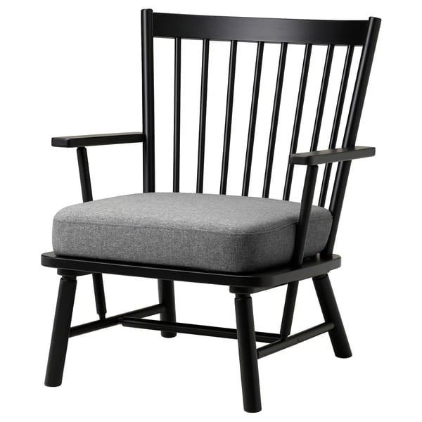 PERSBOL Fauteuil, noir/Tibbleby beige/gris