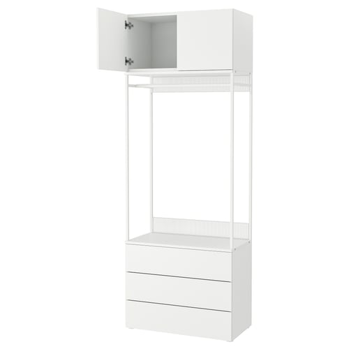 PLATSA Armoire 2 portes+3 tiroirs, blanc/Fonnes blanc, 80x42x221 cm
