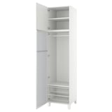 PLATSA Armoire 2 portes, blanc miroir en verre STRAUMEN/blanc FONNES, 60x57x251 cm