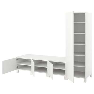 PLATSA Armoire-penderie 4 portes, blanc/Fonnes blanc, 240x57x191 cm