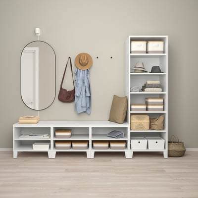 PLATSA Armoire-penderie 4 portes, blanc/Fonnes blanc, 240x57x191 cm