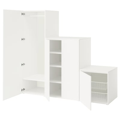 PLATSA Armoire-penderie 4 portes, blanc/Fonnes blanc, 200x57x181 cm