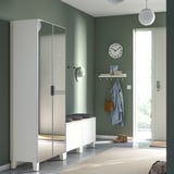 PLATSA Armoire-penderie 4 portes, blanc miroir en verre STRAUMEN/blanc FONNES, 200x42x191 cm