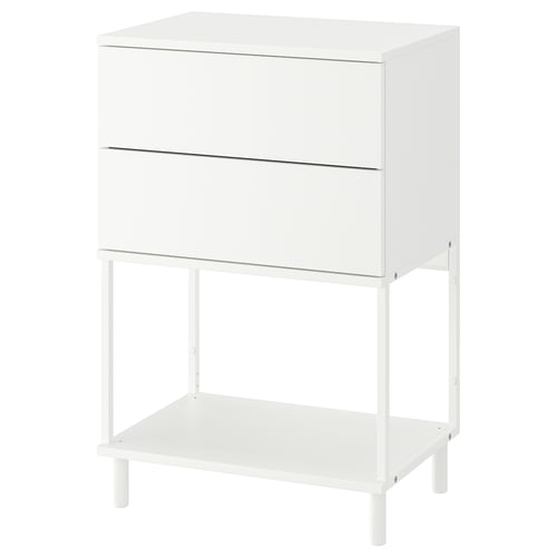 PLATSA Commode 2 tiroirs, blanc/Fonnes, 60x42x93 cm