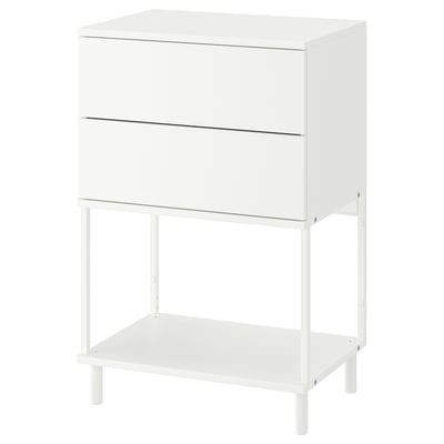 PLATSA Commode 2 tiroirs, blanc/Fonnes, 60x42x93 cm