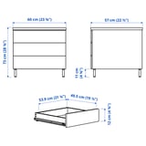 PLATSA Commode 3 tiroirs, blanc/Fonnes blanc, 60x57x73 cm