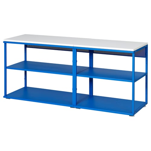 PLATSA Étagère, blanc/bleu, 140x42x63 cm