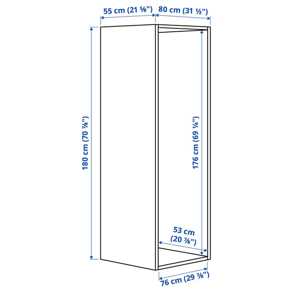 PLATSA Structure, blanc, 80x55x180 cm