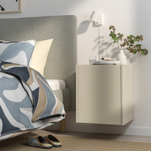 PLÖJKER Table de chevet, gris-beige, 41x41x50 cm