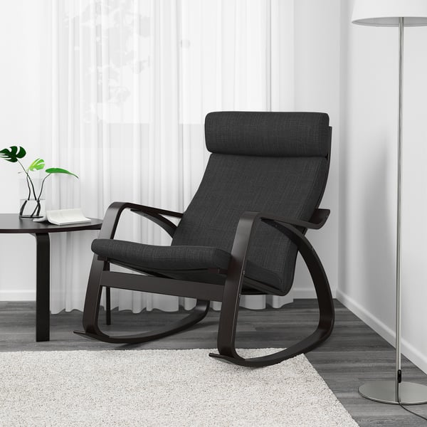 POÄNG Fauteuil à bascule, brun noir/Hillared anthracite