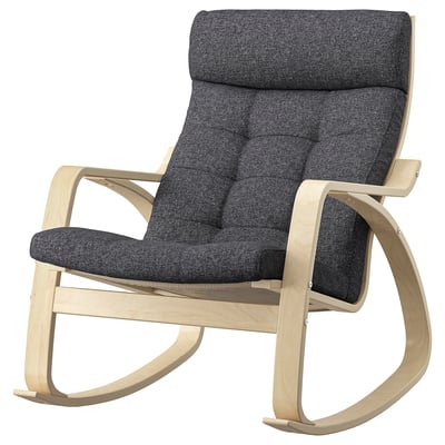 POÄNG Fauteuil à bascule, plaqué bouleau/Gunnared gris foncé