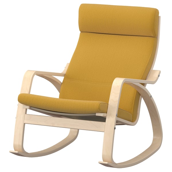 POÄNG Fauteuil à bascule, plaqué bouleau/Kelinge jaune foncé