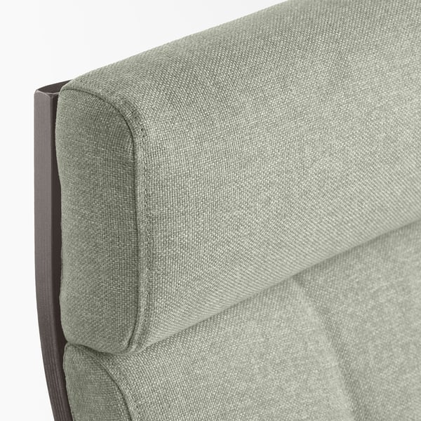 POÄNG Fauteuil avec repose-pieds, brun noir/Gunnared vert clair