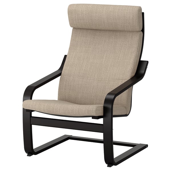 POÄNG Fauteuil avec repose-pieds, brun noir/Hillared beige