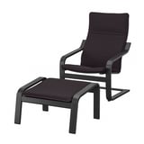 POÄNG Fauteuil avec repose-pieds, brun noir/Knisa noir