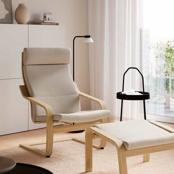 POÄNG Fauteuil avec repose-pieds, chêne/Kelinge beige