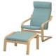 POÄNG Fauteuil avec repose-pieds, chêne/Kelinge bleu gris
