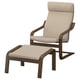 POÄNG Fauteuil avec repose-pieds, motif noyer/Kelinge beige