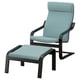 POÄNG Fauteuil avec repose-pieds, noir/Kelinge bleu gris