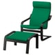 POÄNG Fauteuil avec repose-pieds, noir/Vissle vert profond