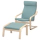 POÄNG Fauteuil avec repose-pieds, plaqué bouleau/Kelinge bleu gris
