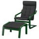 POÄNG Fauteuil avec repose-pieds, vert foncé/Gunnared gris foncé