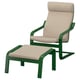 POÄNG Fauteuil avec repose-pieds, vert foncé/Kelinge beige