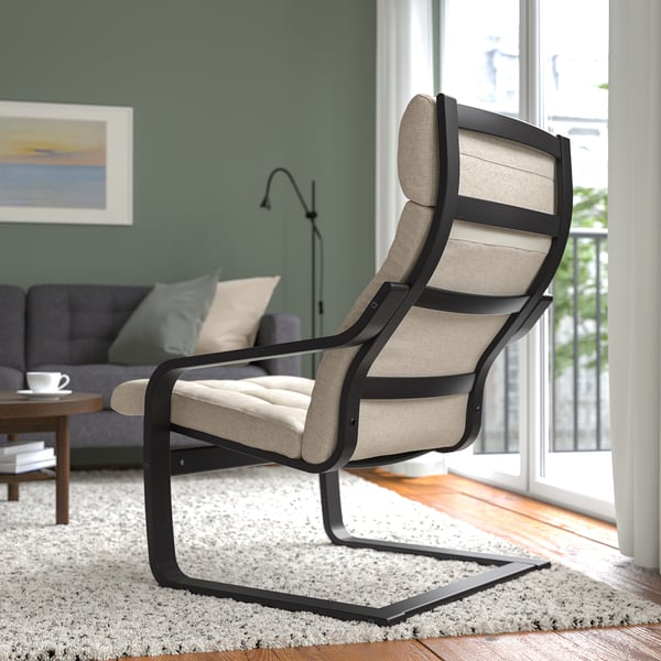 POÄNG Fauteuil, brun noir/Gunnared beige