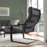 POÄNG Fauteuil, brun noir/Gunnared gris foncé