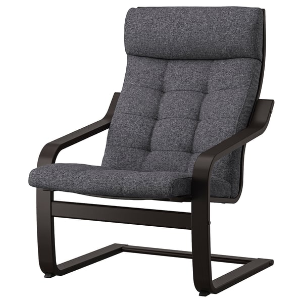 POÄNG Fauteuil, brun noir/Gunnared gris foncé
